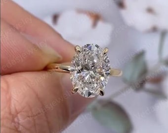 Oval Shape Diamond Engagement Ring, 2 CT Oval Lab Grown Diamond Ring, IGI Certified Ring, Solitaire Ring, Yellow/White/Rose Gold Ring