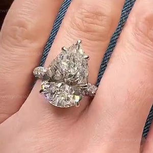 8CT Pear Engagement Ring, Large Moissanite Hidden Halo Teardrop Ring, Perfect Wedding Ring for Her, Bridal Jewelry Gift