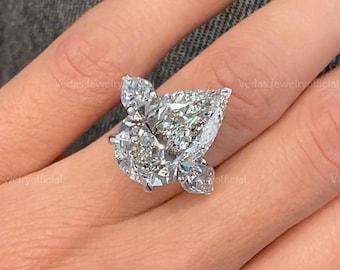 10 CT Pear Cut Moissanite Engagement Ring Pear Cut Wedding Ring Sterling Silver Anniversary Ring Bridal Ring Promise Ring Solitaire Ring