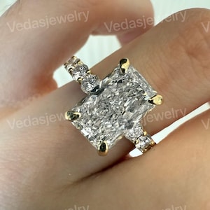3 CT Radiant Cut Lab Grown Diamond Hidden Halo Solitaire Engagement Ring, Wedding Ring, IGI Certified Radiant Diamond Ring, Anniversary Ring