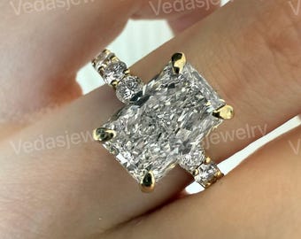 3 CT Radiant Cut Lab Grown Diamond Hidden Halo Solitaire Engagement Ring, Wedding Ring, IGI Certified Radiant Diamond Ring, Anniversary Ring