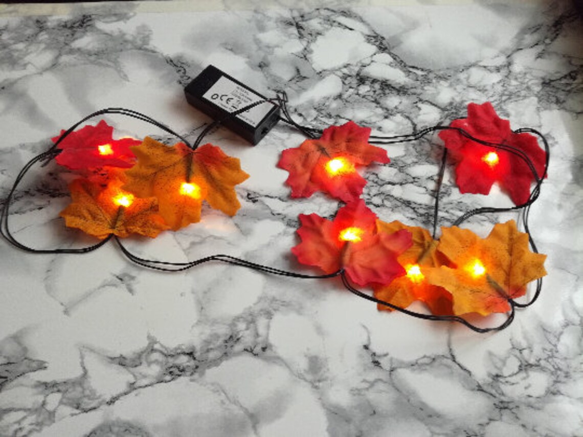 Fall Leaves Decor Lights Orange String Lights Autumn | Etsy