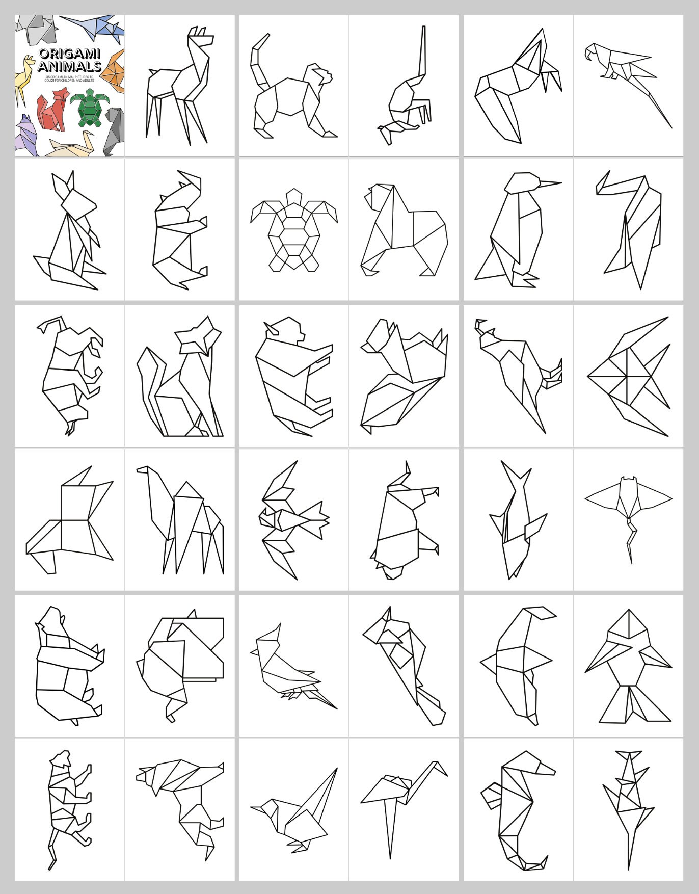 Origami Coloring Pages - Etsy