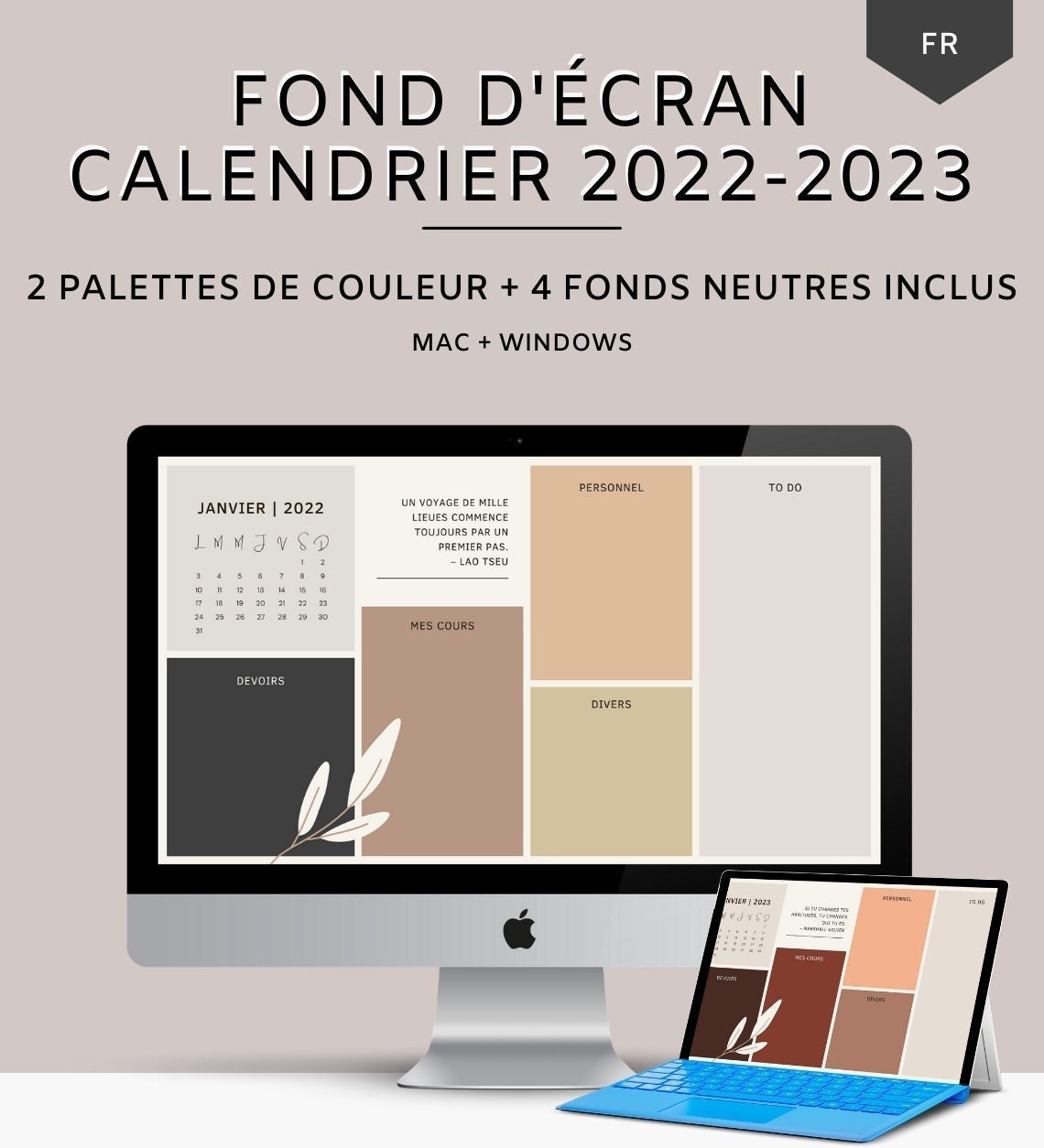 Calendrier 2022-2023 Fond d'Écran Ordinateur Étudiant - Etsy France