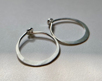 Sterling silver handmade hammered hoop earrings, 1 pair, Smooth or textured finish, 925 silver hoop earrings, sizes 10, 12, 15, 18, 20, 25mm