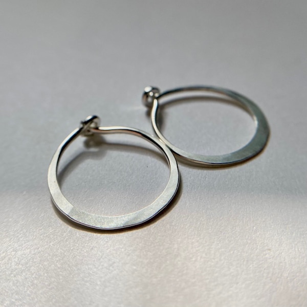 1 PAIR Sterling silver hammered hoop earrings, handmade hoops, hammered hoops, sterling silver hoop earrings, 10mm, 12mm, 15mm, 20mm, 25mm