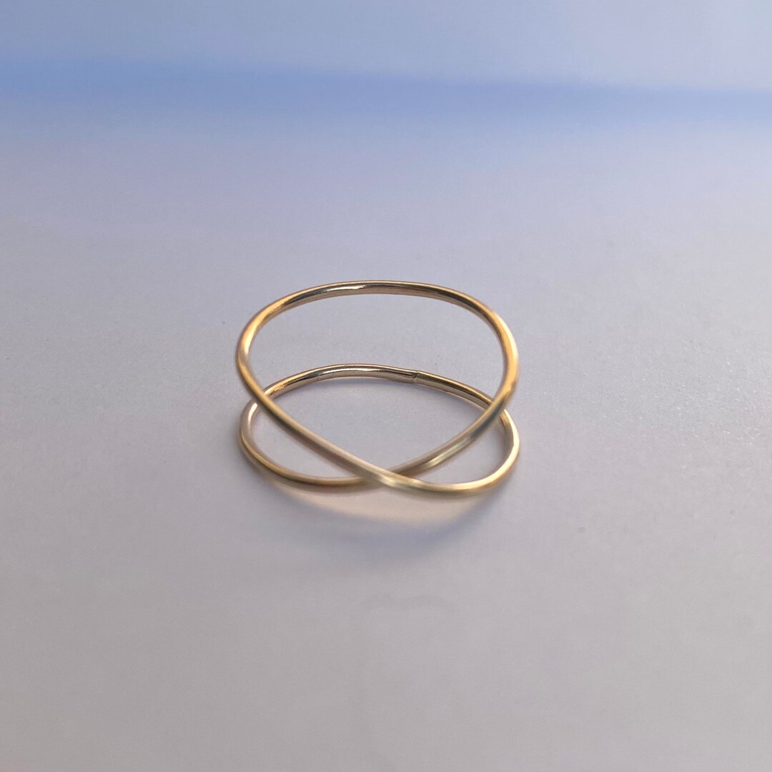 X Shaped Ring 14k Gold Filled, Crisscross Ring, Dainty X Ring, Handmade