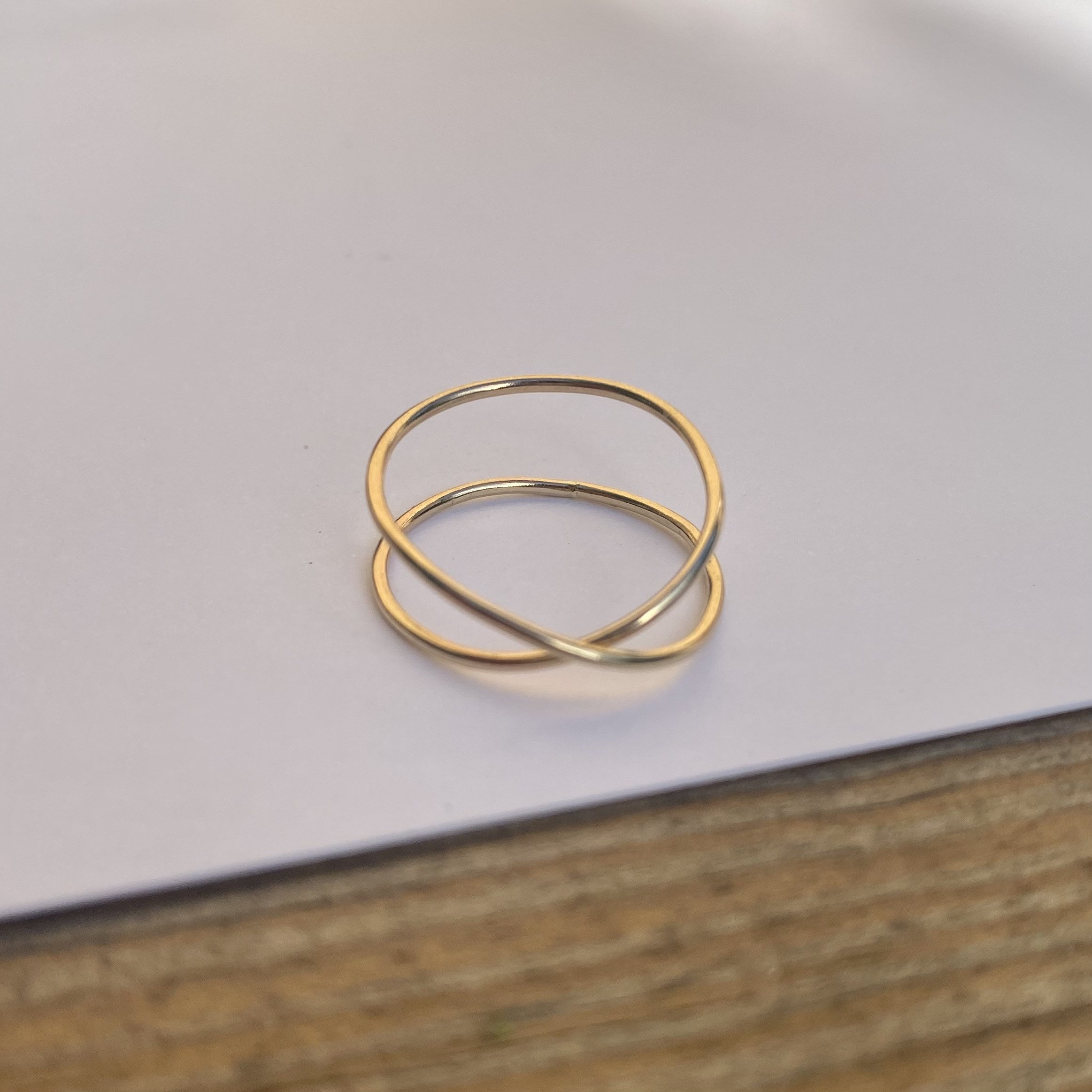 Dainty 14k Gold Filled X Ring, Minimalist Stacking Ring - Etsy