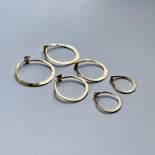 Gold Filled hammered earring hoops, handmade hoops, gold hammered hoops, 14k gold filled hoop, 10mm, 12mm, 15mm, 18mm, 20mm, 25mm hoops