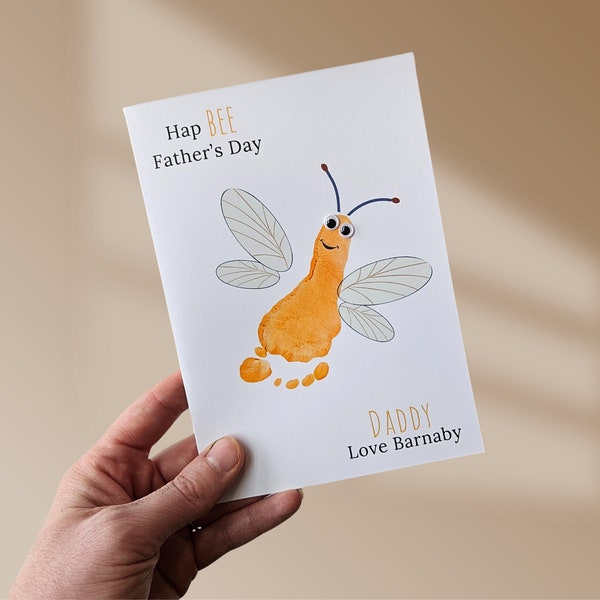Happy Father's Day Bee Footprint Card: Personalised Craft Kit to make any Dad or Grandads Day