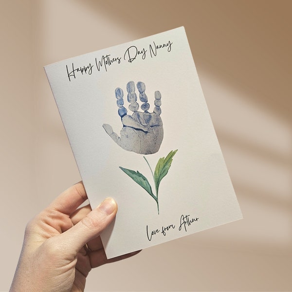 Happy Mother's Day Flower Card: Personalised handprint craft kit for Grandmother, Nanny, Nana, Granny, Mummy