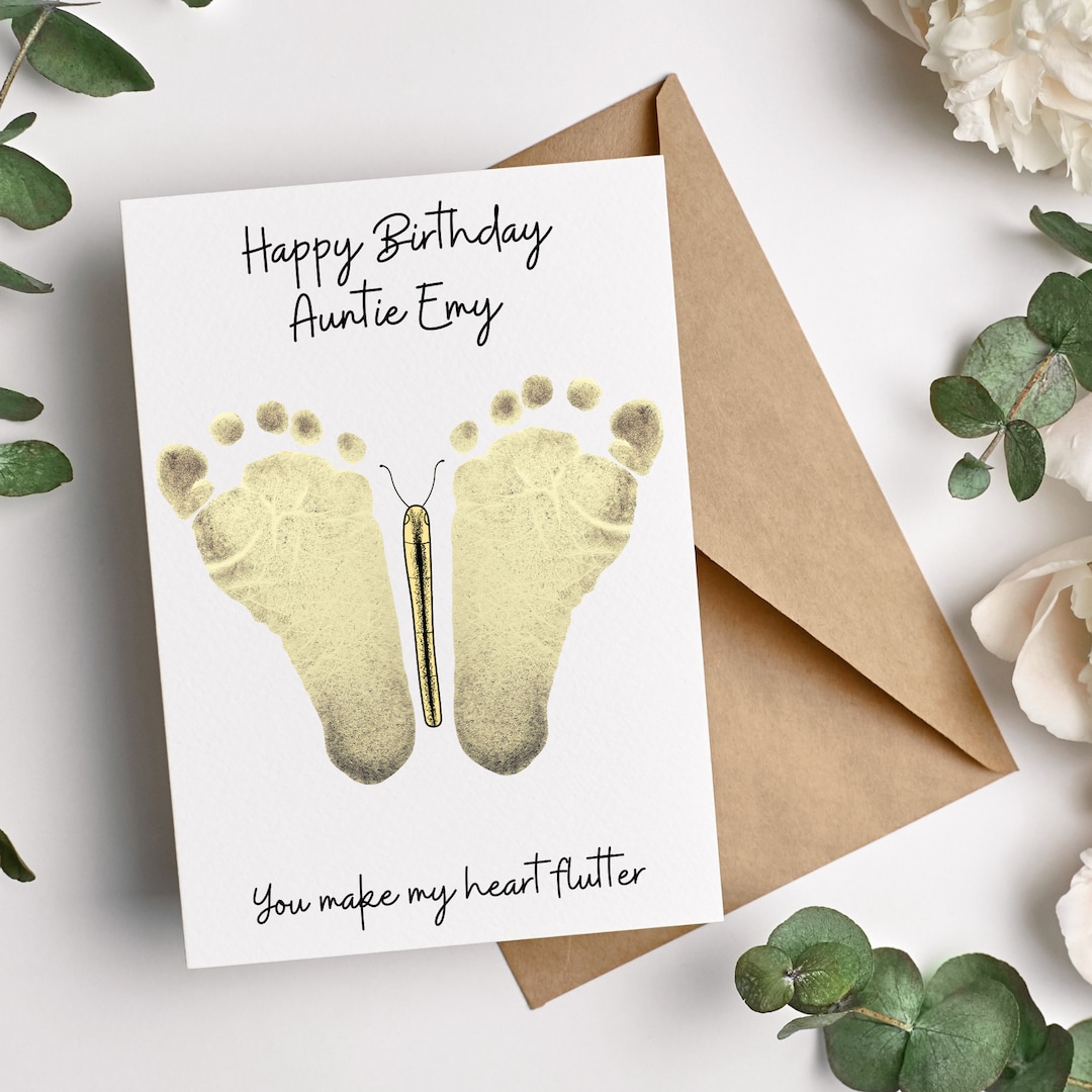 Footprint Birthday Card You Make My Heart Flutter Etsy