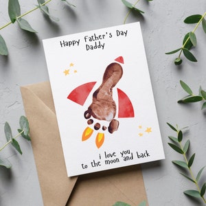 Father's Day Card | Footprint kit | I love you to the moon and back | Happy Father's Day Daddy Grandad Papa | First Father's Day