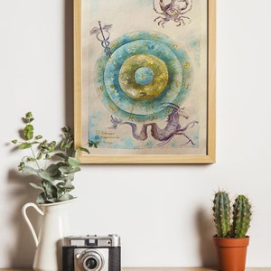 Original artwork-Acuarela- Natal chart- Watercolor- Acuarela- Poster- Gift- Envio Gratis- Handmade- Zodiac sign- arte- Único- Astrology