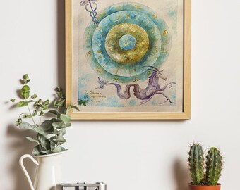 Original-Kunstwerk-Aquarell- Geburtshoroskop- Aquarell- Aquarell- Poster- Geschenk- Kostenloser Versand- Handgemacht- Sternzeichen- Kunst- Einzigartig- Astrologie