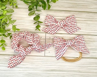 Patriotic Mommy and Me Bows- Patriotic Scrunchie- Cotton Girl Hair Bows- Matching 4th of July Hair Bows- Mom and Daughter Hair Accessories