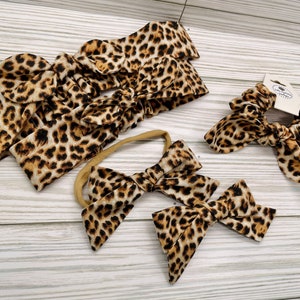 SALE Leopard Bows-Mommy and Me Bows-Mommy and Me Headbands-Cheetah Hair Bow-Cheetah Headband-Leopard Headband-Mom and Daughter Hair Bows