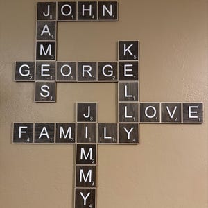 Fichas grandes de Scrabble de madera en 3D, apellidos, crucigramas, decoración de pared