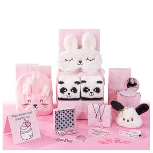 HAPPY LOLLI Gift for Tween and Teen Girls - 8 Wrapped Gifts in 1 Box with Fun Tasks and Cards to Empower Girls (Pink Box)