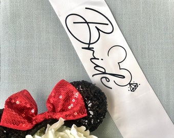 Mouse Inspired Bridal Sash | Mouse Inspired Bride Sash for Bachelorette Party | Mouse Inspired Bride to Be