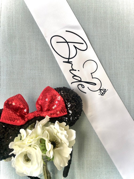 Mouse Inspired Bridal Sash Mouse Inspired Bride Sash for