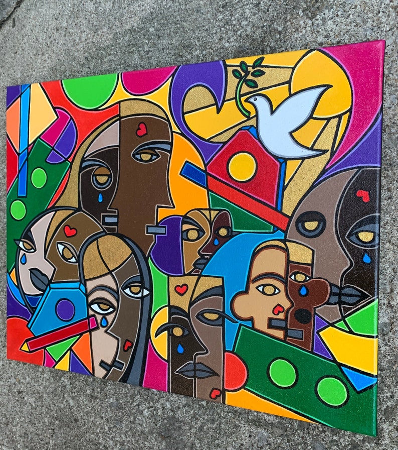 Geometric Wall Art Colorful Art Extra Large Wall Art Etsy