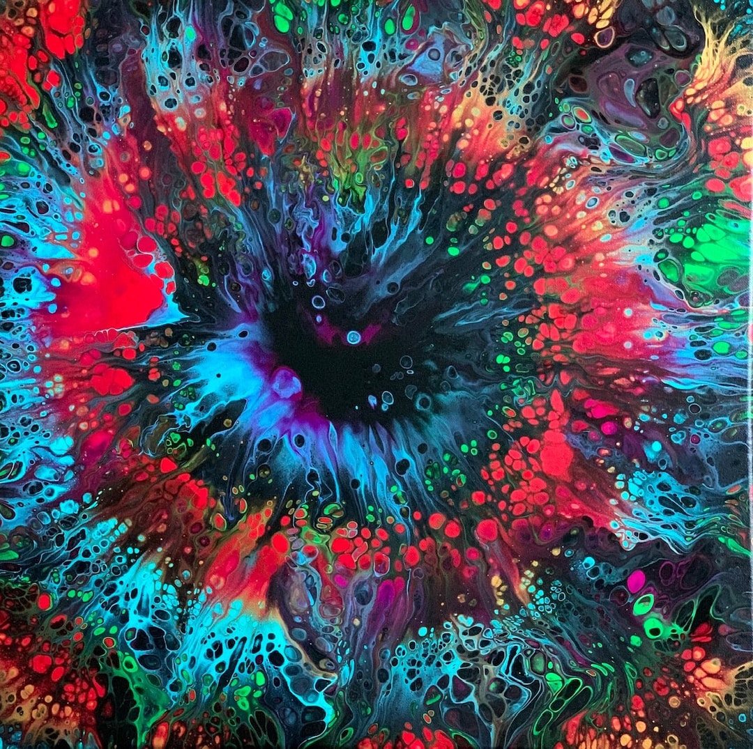 Acrylic Paint Pour Original Art Rainbow Art Paint Pour Art Etsy