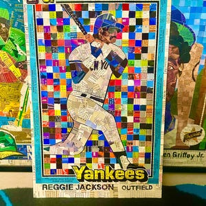 1981 Donruss Reggie Jackson Baseball Card Mosaic - Yankees - made from cut cards!