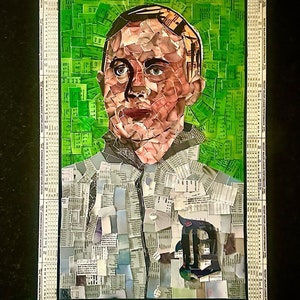 Ty Cobb 1911 T-206 Baseball Card Mosaic - Detroit Tigers - made from cut cards!