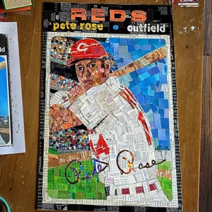 1971 Topps Pete Rose Baseball Card Mosaic - Cincinnati Reds - made from cut cards!