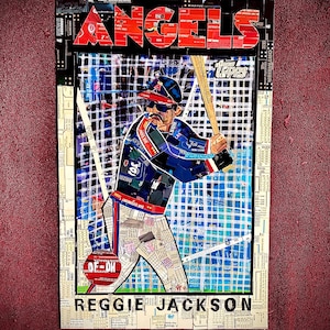 1986 Topps Reggie Jackson Baseball Card Mosaic - California Angels - made from cut cards!