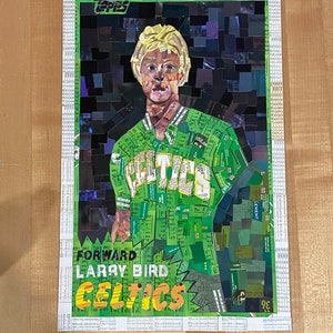 Handgemachte Kunst! Larry Bird Topps Rookie Kartenmosaik - Boston Celtics - aus Sportkarten!