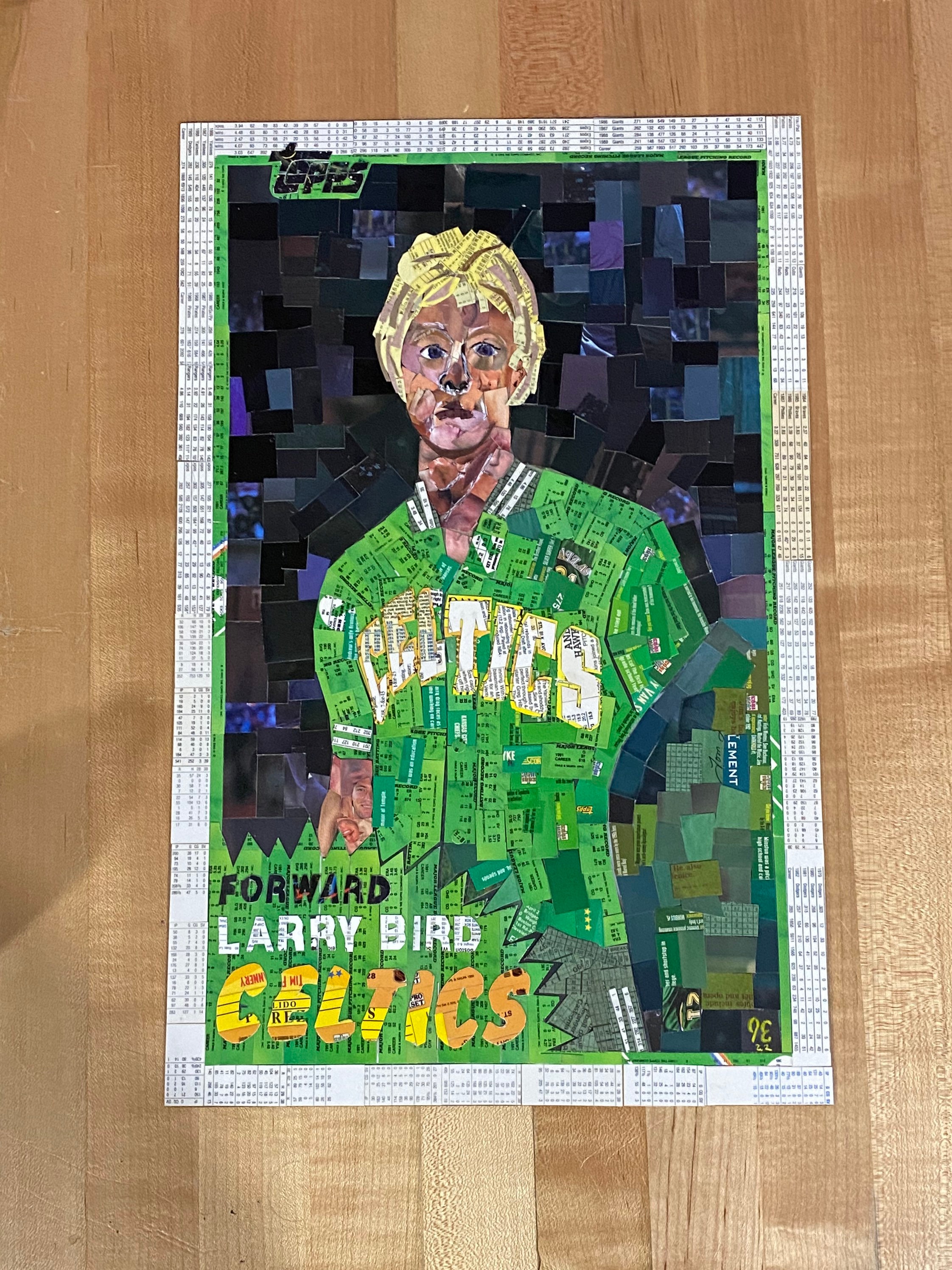 Handmade Card Art Larry Bird Topps Rookie Card Mosaic Boston Celtics