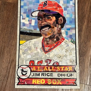Jim Rice 1979 Topps Baseball Card Mosaic - Boston Red Sox - realizzato con carte tagliate!