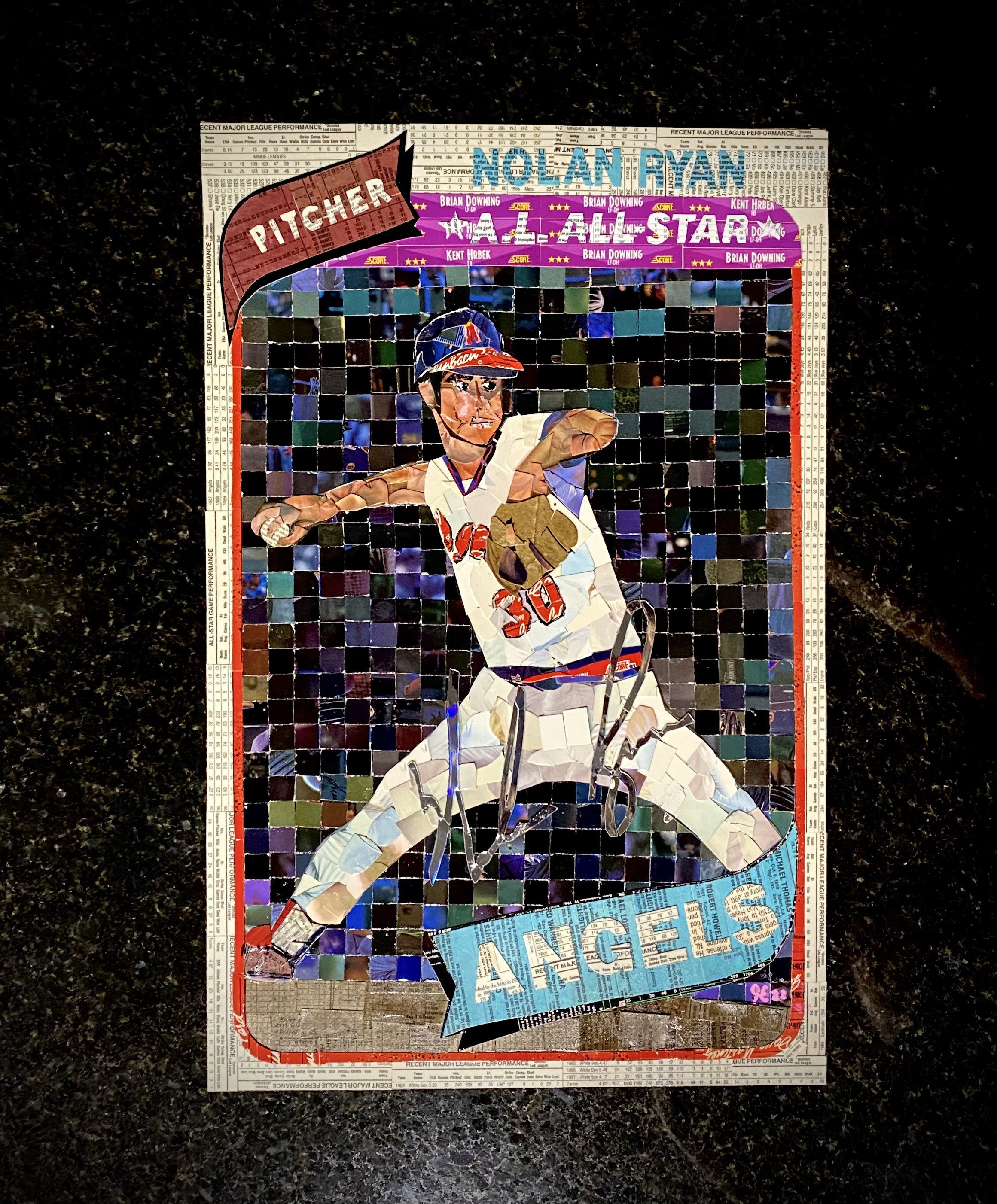 バ*ん様 TOPPS ART CARD 世界に２枚 Nolan Ryan 1980 Topps Baseball Card Mosaic - California Angels