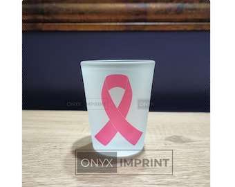 Breast Cancer Awareness | Pink Ribbon | Frosted Shot Glass