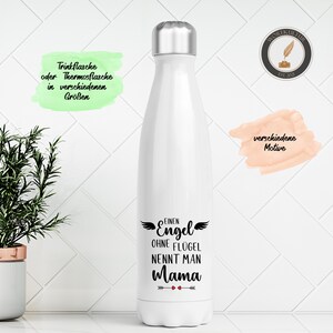 Personalisierte Edelstahl-Flasche | Thermosflasche | Geschenk für Mütter | stilvoller Spruch | Inhalt 500 ml oder 750 ml | versch. Motive