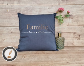 Cushion Cushion Cover Pillowcase with filling Family Grandma Grandpa Uncle Aunt Mama Papa Brother Sister metallic and Name 50 x 50 cm