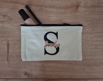 Personalized cosmetic bag / cosmetic bag / bag with monogram initial and name creamy white beige