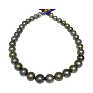 Round 11-13mm Tahitian South Sea Peacock Gray-Green Pearl 16" Strand  - 18" Necklace