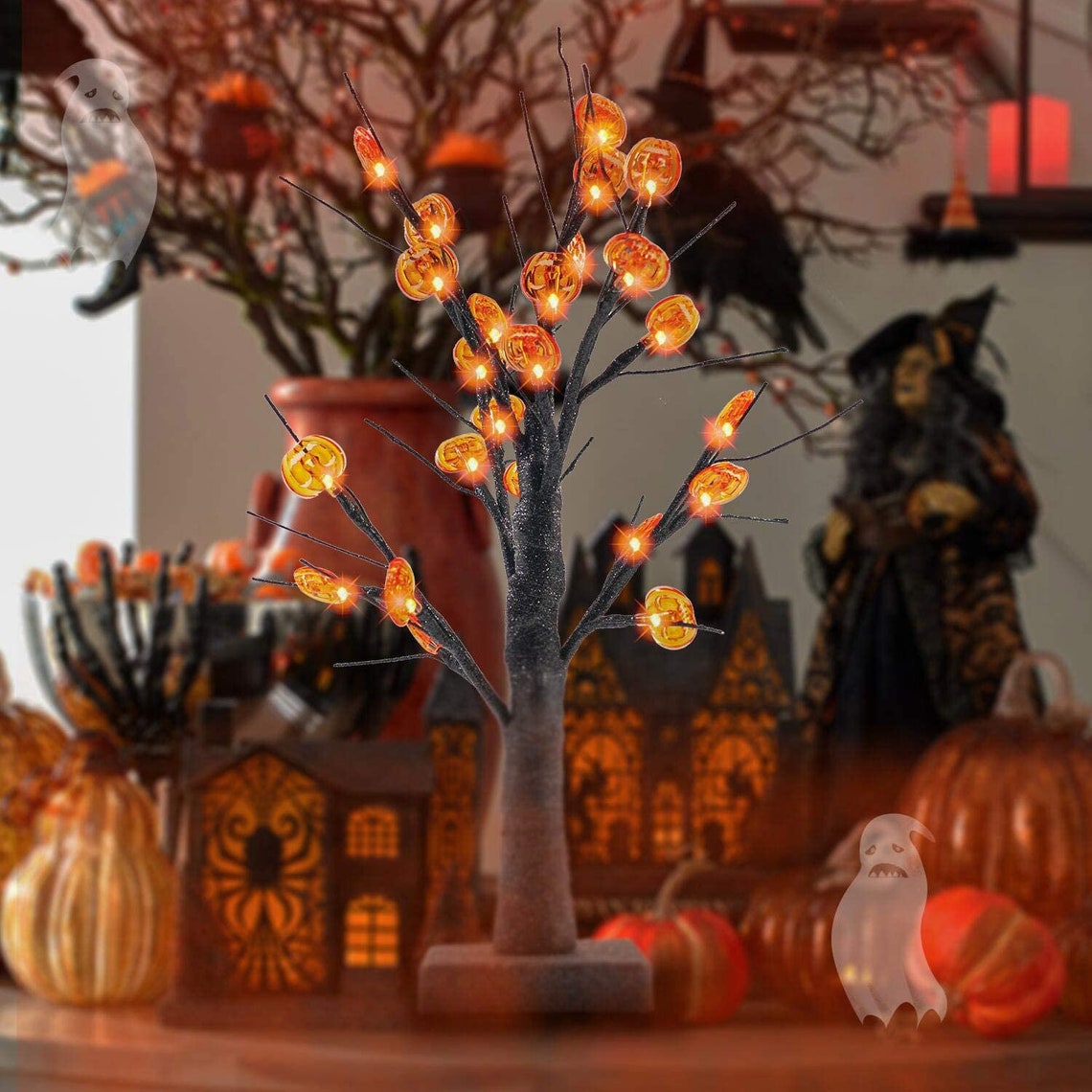Lighted Halloween Tree
 24 LED Lighted Halloween Tree Battery Operated Birch Tree