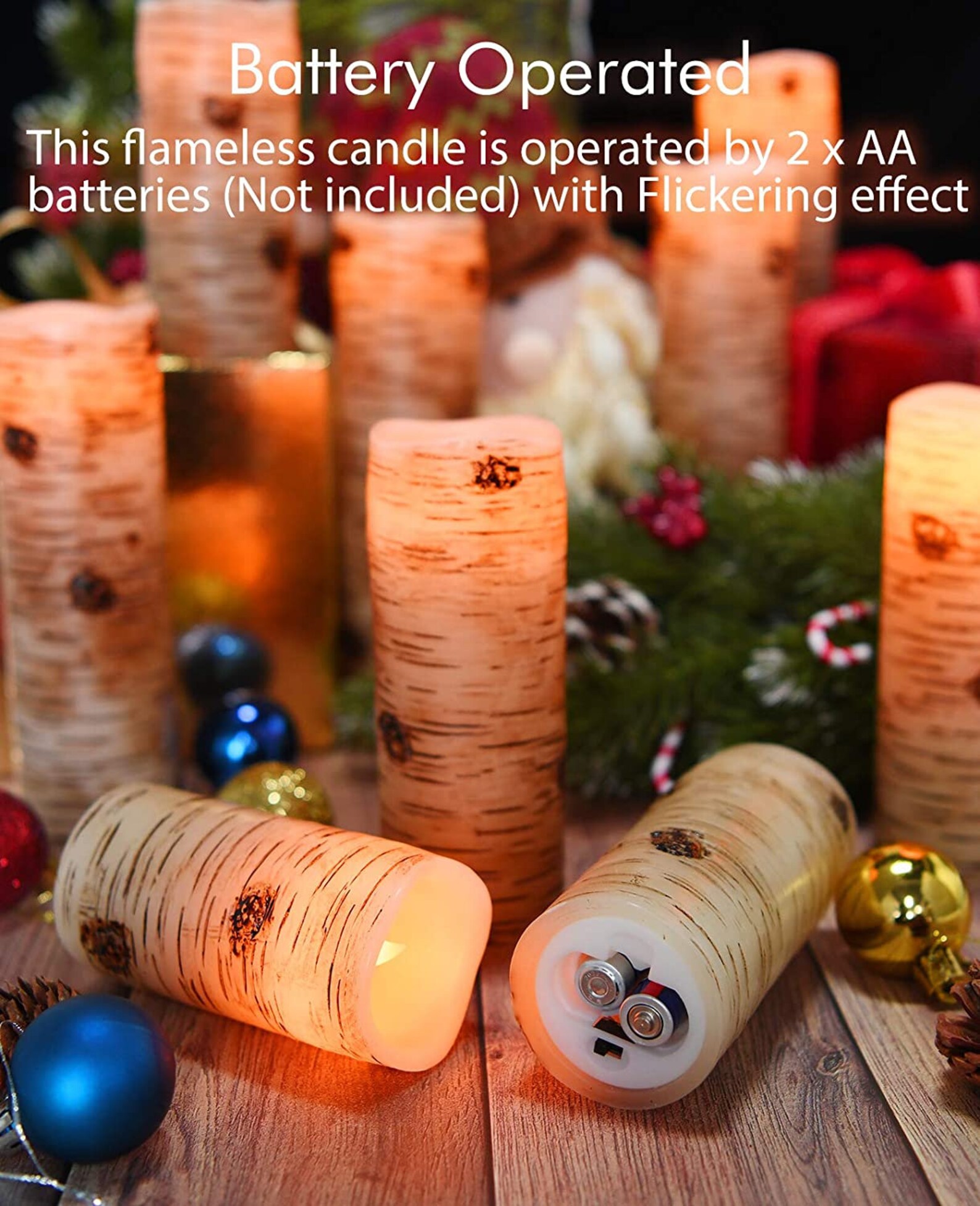 BIRCH Battery Operated Flameless Candle Set 9 Real Wax Pillar Etsy