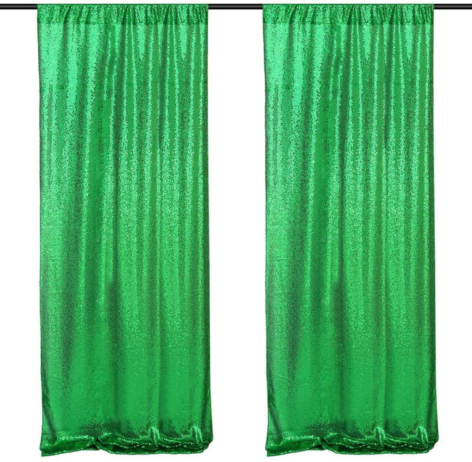 Green Sequin Backdrop Curtain Panels Stage 2 Pieces 2FTx8FT | Etsy