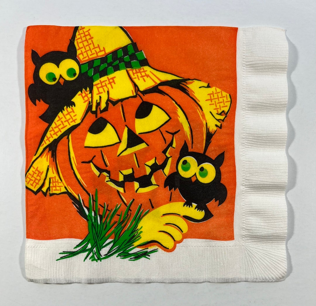 Vintage JOL & Owl Paper Napkin JOL Pumpkin Owls Sitting on Etsy