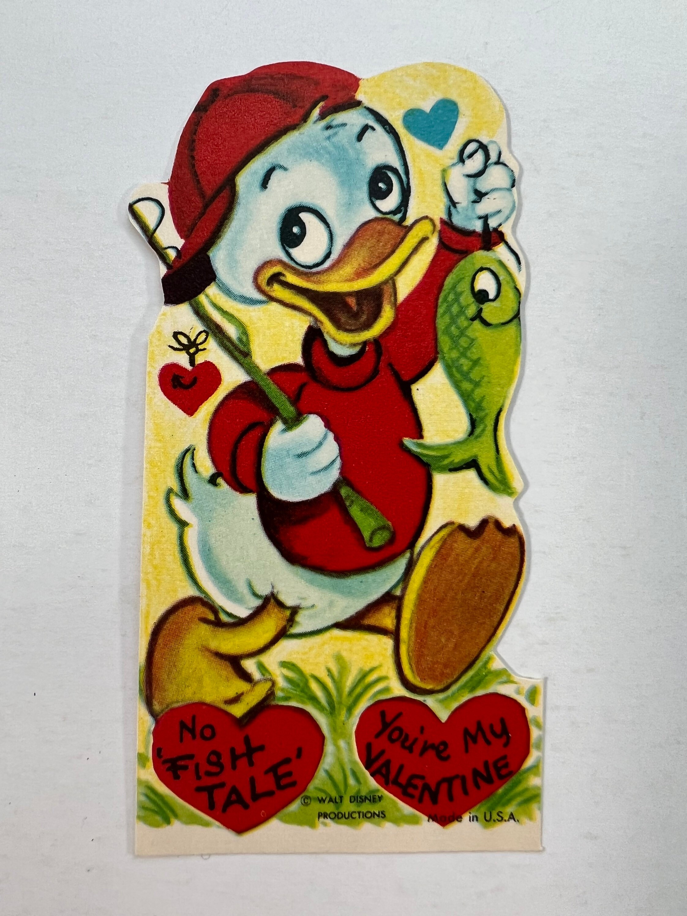 Vintage Huey Duck Valentine Greeting Card Huey Duck Fishing - Etsy