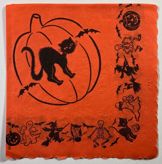 BLACK KITTY BOW CLOTH NAPKIN SET