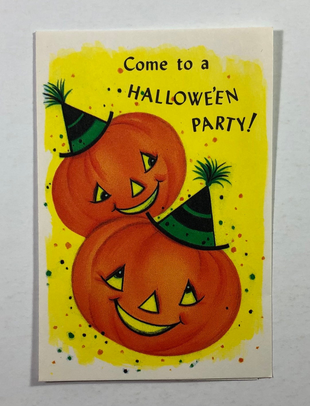 Vintage Halloween Party Invitation Greeting Card Jack O Lantern