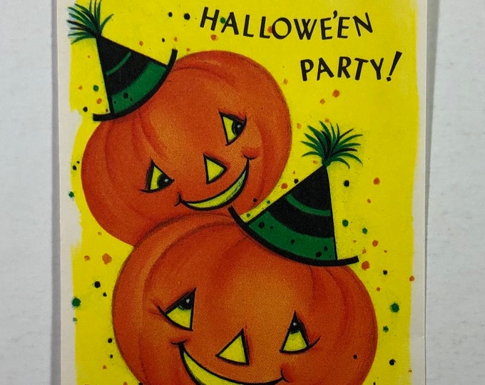 Vintage Halloween Party Invitation Greeting Card - Jack O Lantern ...