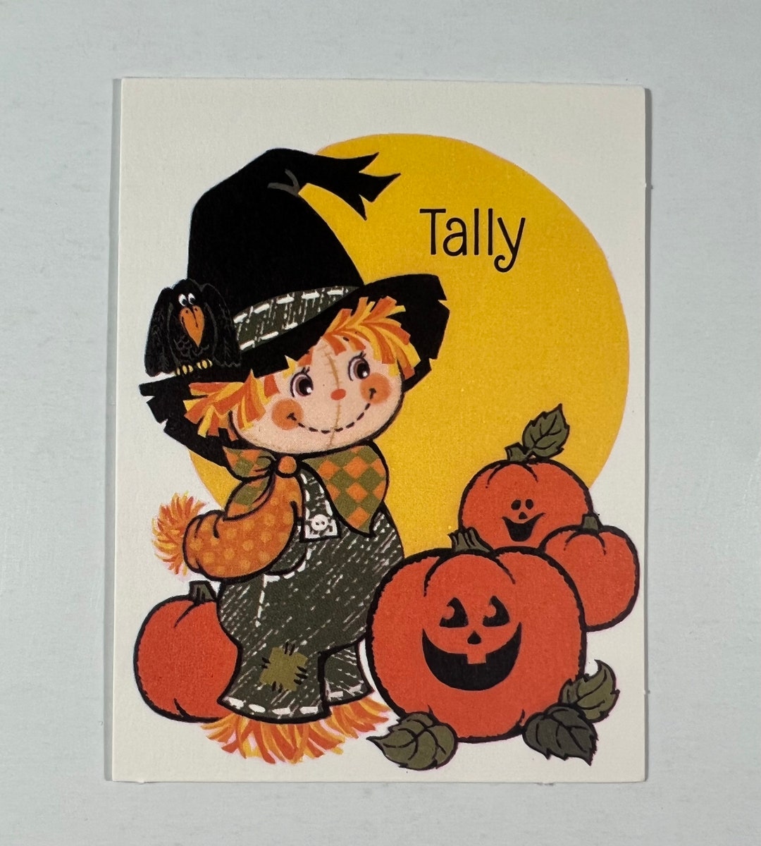 Vintage Halloween Hallmark Tally Greeting Card - Scarecrow, JOL ...