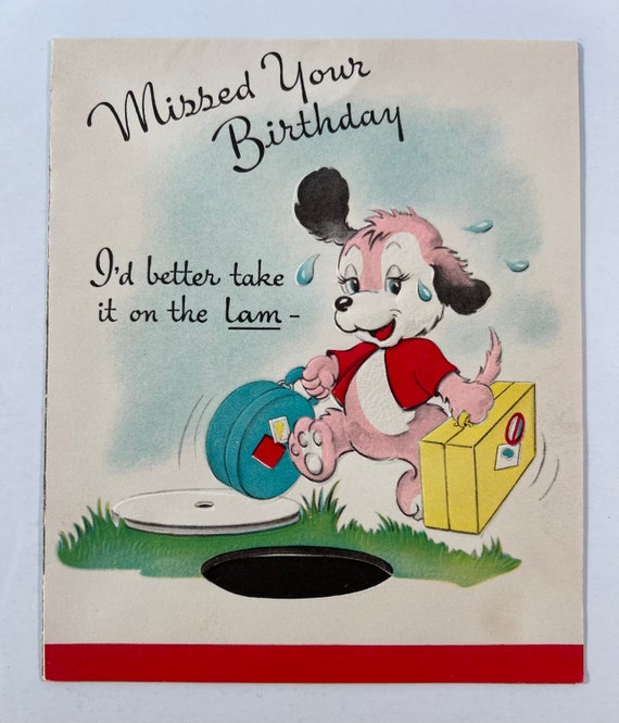 Vintage Dog Birthday Greeting Card Puppy Dog Carrying - Etsy